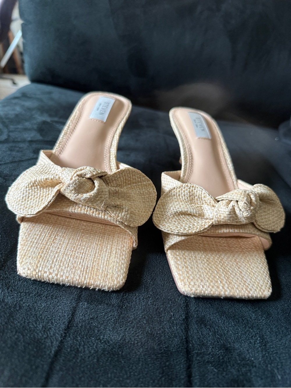 Steven By Steve Madden Knotted Raffia Kitten Heel Slides, 8.5 M - Picture 2 of 7